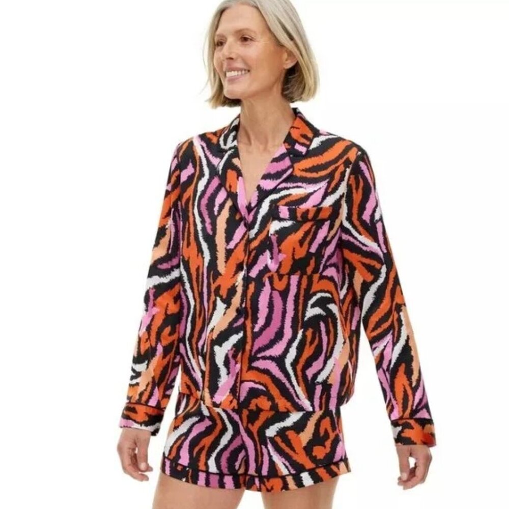 DVF for target‎ women plus size 2X long sleeve disco zebra pink pajama top sleep